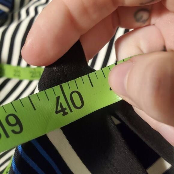 J. Jill Wearever Multi Striped Halter Dress Black Blue White, Stretch Jerseynorm - Picture 12 of 12